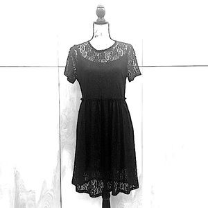 EUC Liberty Love Two-Piece Silky Black Lace Dress